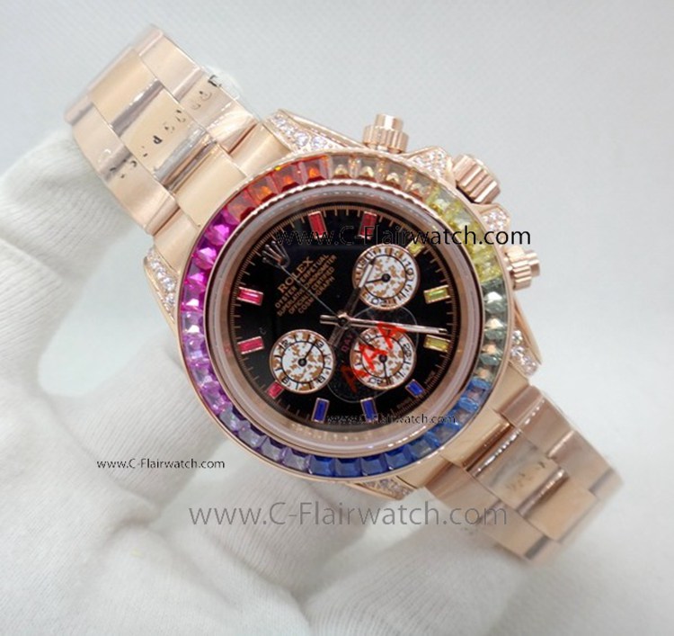 Rolex Daytona Rose Gold Rainbow watch Diamond Markers